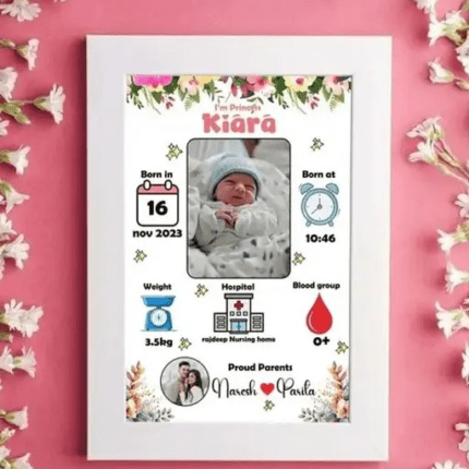 Custom Baby Photo Frame | Birthday Frame (8 x 12 Inches) - Gen Vastra (Design 4)